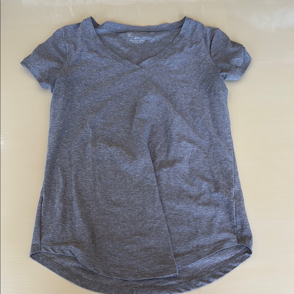 Gray V-Neck Women's Top